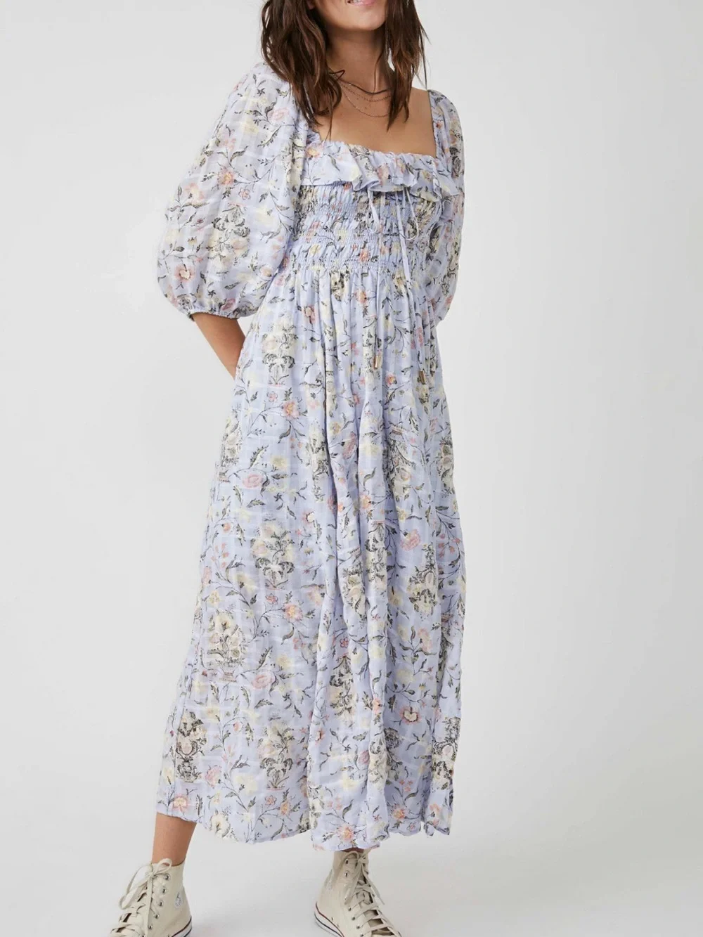 Free People Oasis Printed Midi Dress large lavender